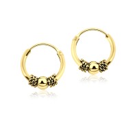 Gold Plated Rope n Ball Hoop Earring HO-72-GP